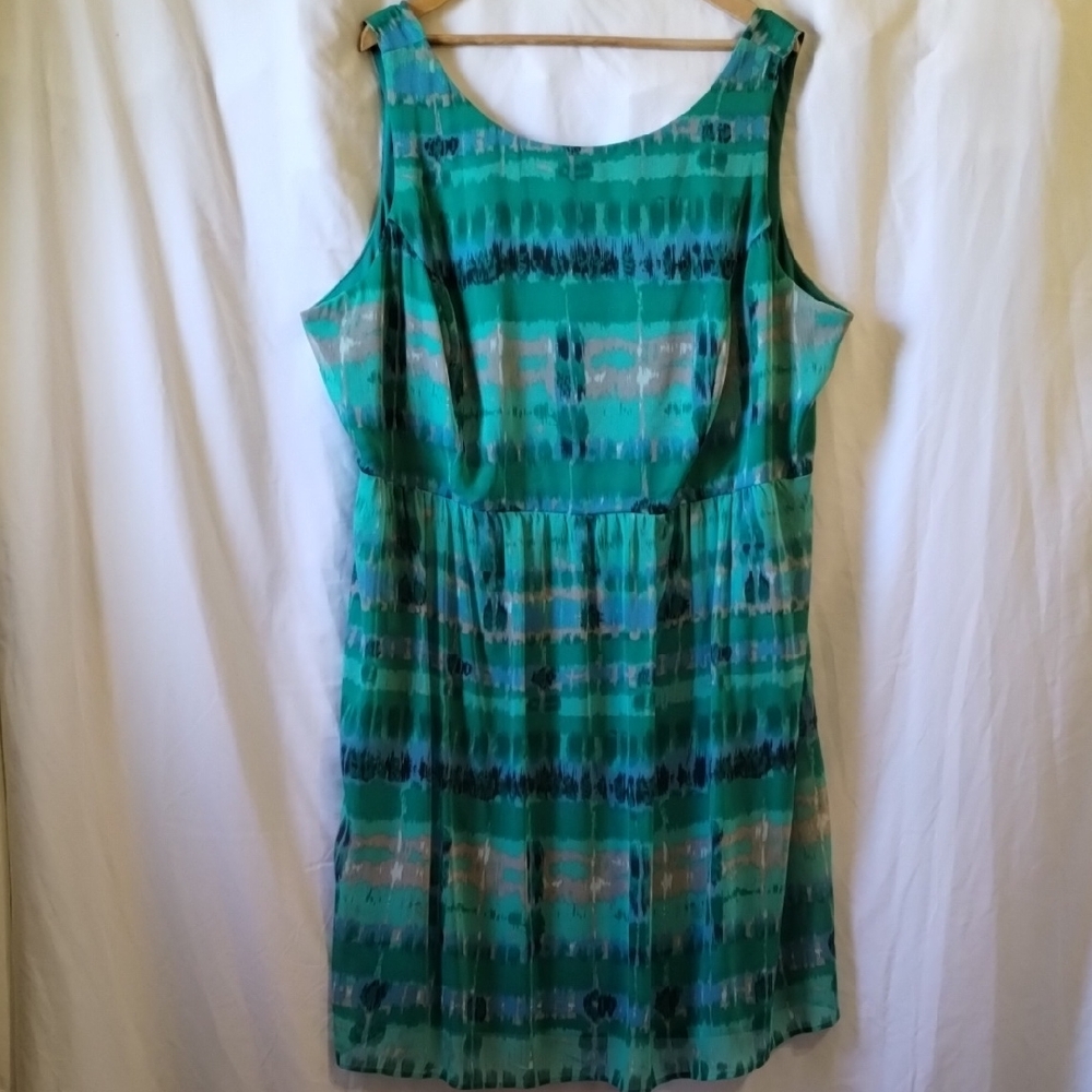 dressbarn Teal and Blue Striped Mini Dress